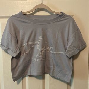 Aje Blue Crop Top with White Embroidery | AU XS NWOT